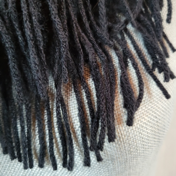INC Woman's Infinity Solid Black Knit Scarf with Fringe - Picture 2 of 5